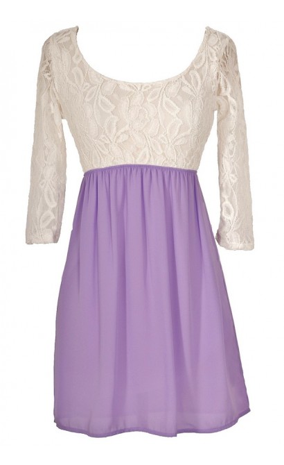 Sweet Caroline Dress in Ivory/Purple